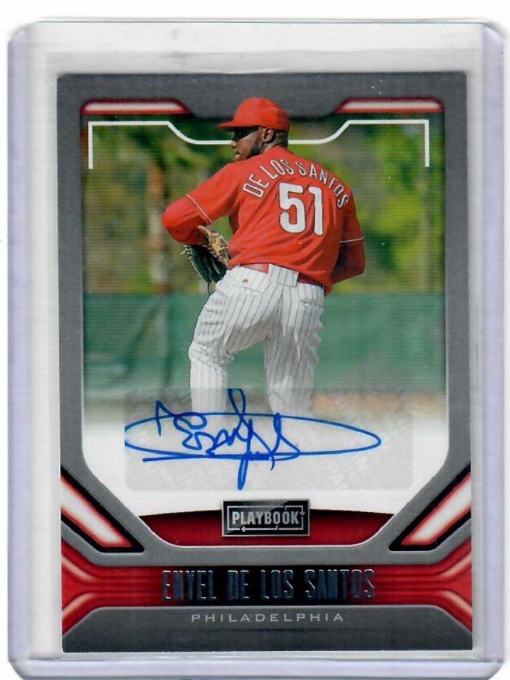 Enyel De Los Santos Signed MLB Philadelphia Phillies 2020 Panini Playbook Card